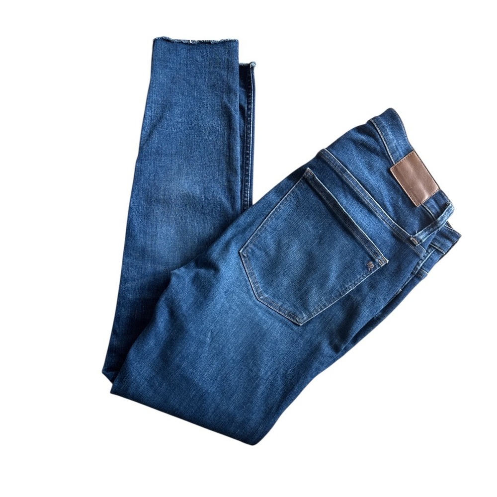 Madewell High Rise Skinny Jeans Medium Wash Raw Hem Size 30 - Picture 3 of 10